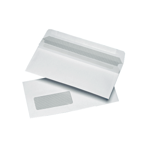 1000 White DL Windowed (35mm x 90mm) Self Seal Envelopes