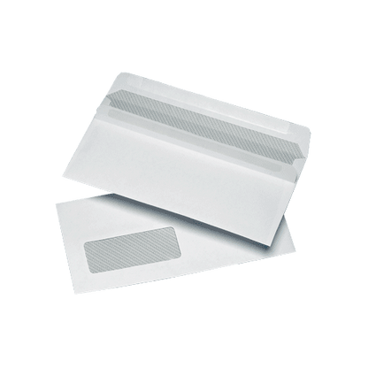 1000 White DL Windowed (35mm x 90mm) Self Seal Envelopes (110mm x 220mm)